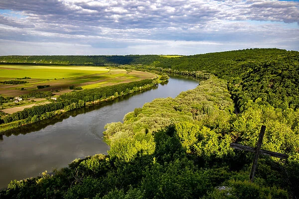 View of the Dniestr River and Ukraine from Soroca, Moldova, Europe