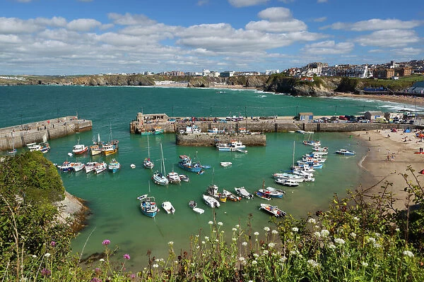View over the harbour, Newquay, Cornwall, England