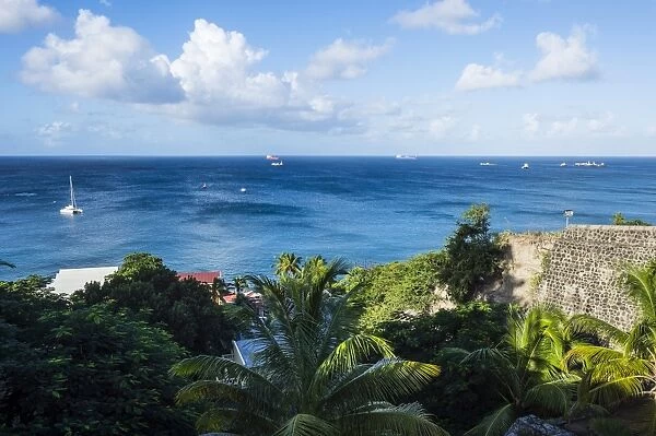 View over Oranje Bay, Oranjestad capital of St. Eustatius, Statia, Netherland Antilles
