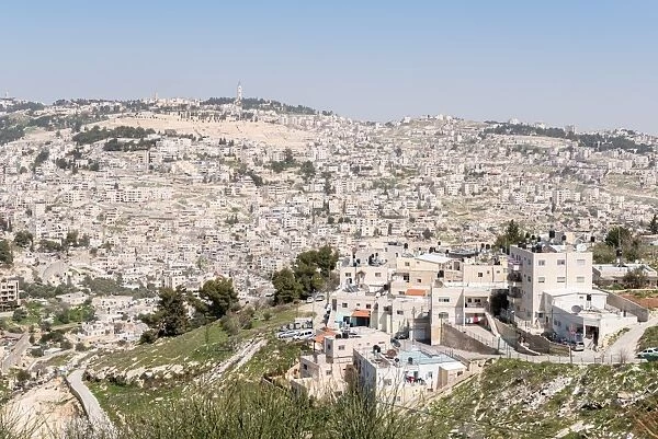 View of outskirts of Jerusalem from the Old City, Jerusalem, Israel, Middle East