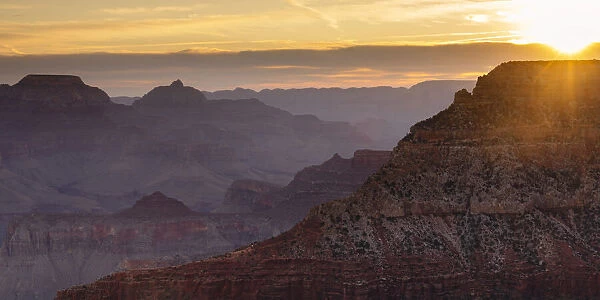 View from South Rim at sunrise, Grand Canyon National Park, UNESCO World Heritage Site