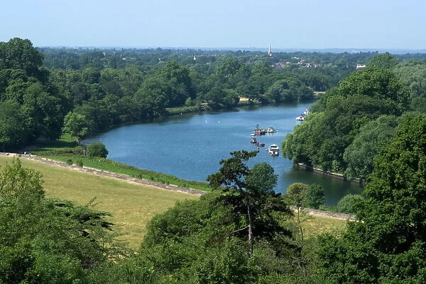 View over the Thames from Richmond Hill, Richmond, Surrey, England, United Kingdom