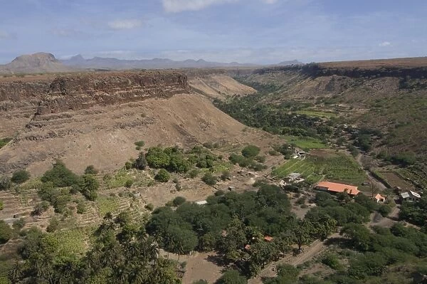 View through valley, Ciudad Velha (Cidade Velha), Santiago, Cape Verde Islands, Africa