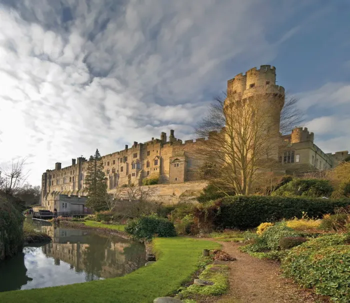 Framed Print : A View of Warwick Castle Print, England 1750 Framed Print : A View of Warwick Castle Print, England 1750