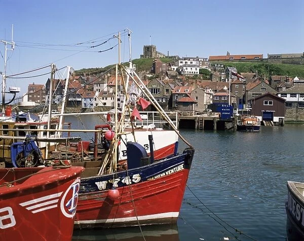 View from the west harbourside, Whitby, North Yorkshire, England, United Kingdom, Europe