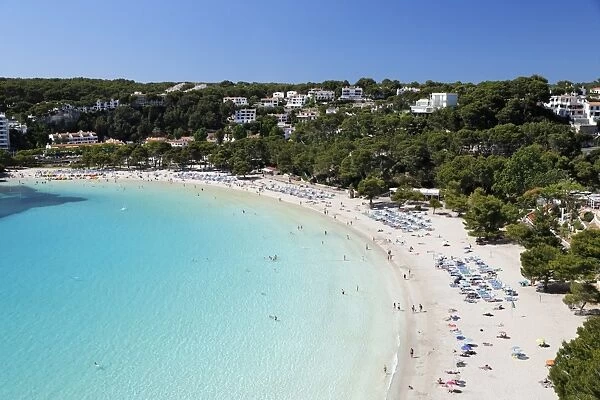 View over white sand beach, Cala Galdana, Menorca, Balearic Islands, Spain, Mediterranean