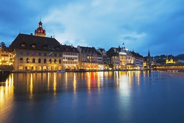 Waterfront of the Old Town on the Reuss River, Lucerne, Switzerland, Europe