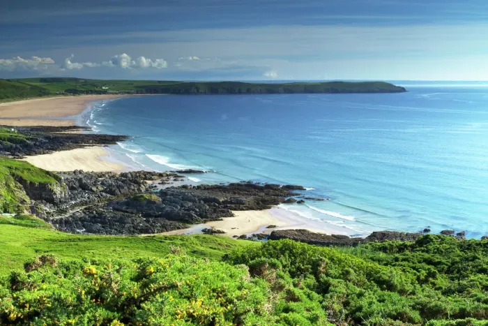 Framed Print : Woolacombe Sands and Baggy Point Print, Devon, England Framed Print : Woolacombe Sands and Baggy Point Print, Devon, England