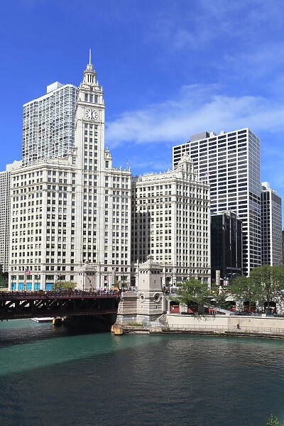 The Wrigley Building and Chicago River, Chicago, Illinois, United States of America, North America
