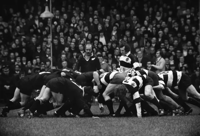 Framed Print : Sid Going and Gareth Edwards in scrum-halves pack-down, 1973 Print Framed Print : Sid Going and Gareth Edwards in scrum-halves pack-down, 1973 Print