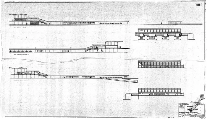 Framed Print : Barking Station Reconstruction Print - Final Scheme Elevations and Sections Framed Print : Barking Station Reconstruction Print - Final Scheme Elevations and Sections