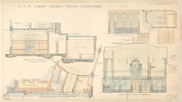 Cardiff Central Station. Great Western Railway. Cardiff Central Station Alterations Drawing No. 8. 2 May 1933