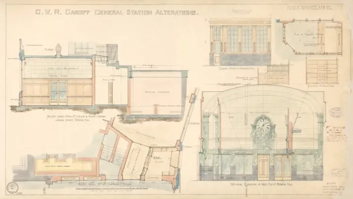 Framed Print : Cardiff Central Station Print, 1933 Alterations Drawing