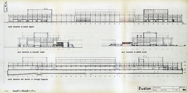 Euston Station. British Railways. Elevations. c1964