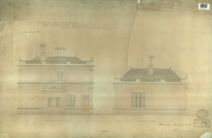 Framed Print : Dulwich Station Side Elevations Print [1867]