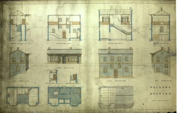 Framed Print : Nailsea Station Print - 1860 Elevation Plans