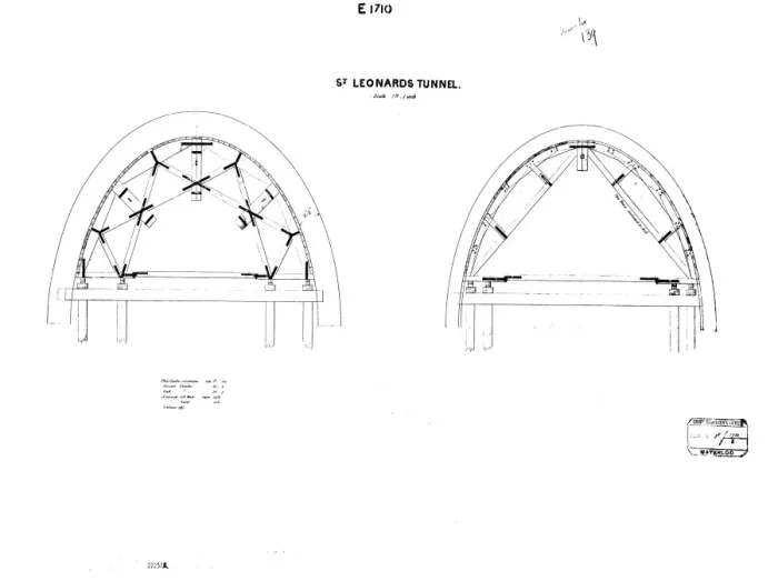 Framed Print : St Leonards Tunnel Cross Sections Print [c1925] Bopeep Microfilm Copy