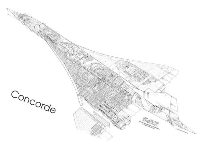 Framed Print : Concorde First Cutaway Drawing Print Framed Print : Concorde First Cutaway Drawing Print