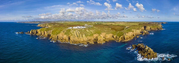 Aerial view of Lands End, Penwith peninsula, most westerly point of the English