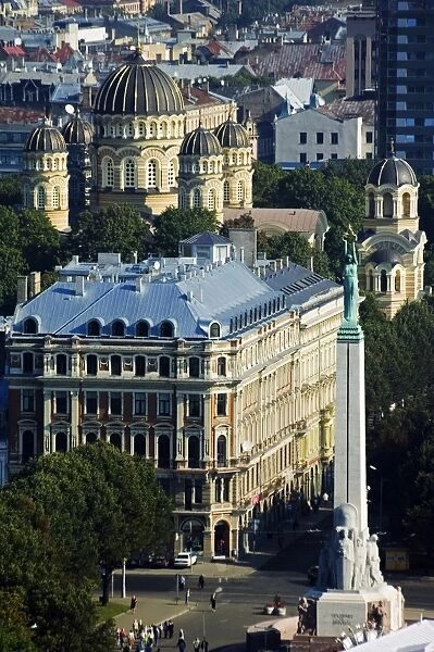Aerial View of the Liberty Monument of Milda with the three stars