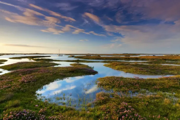 Framed Print : Brancaster Salt Marsh Reflections Print, Norfolk, England Framed Print : Brancaster Salt Marsh Reflections Print, Norfolk, England