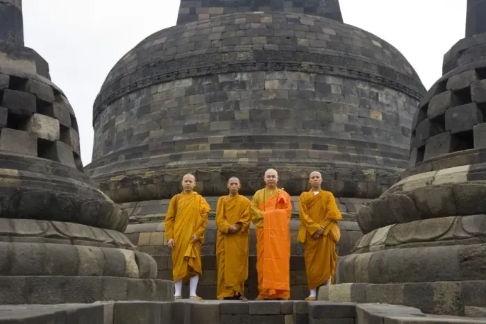Framed Print : Borobudur Buddhist Monks Print