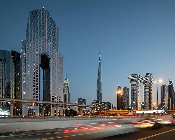 Burj Khalifa and Sheikh Zayed Road, Downtown, Dubai, United Arab Emirates