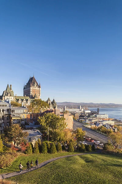 Canada, Quebec, Quebec City, elevated skyline with Chateau Frontenac hotel