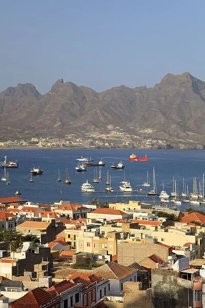 Cape Verde, Sao Vicente, Mindelo, View of old town and Harbour