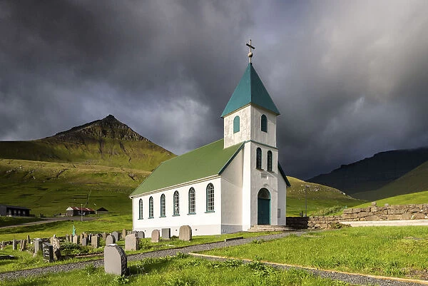 Church of Gjogv, Eysturoy island, Faroe Islands, Denmark, Europe
