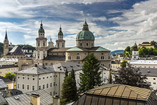 City skyline with the Cathedral, Salzburg, Austria
