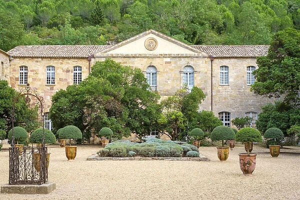Cour Louis XIV at Abbaye de Fontfroide, Aude Department, Languedoc-Roussillon, France