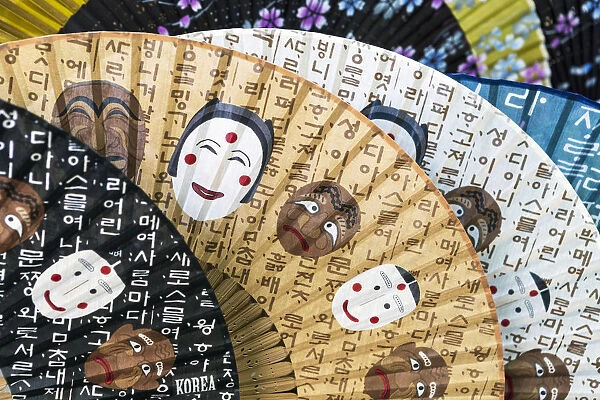 Decorative paper fans for sale in Insa-dong, Seoul, South Korea