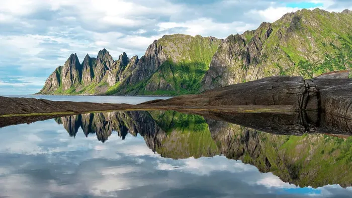 Framed Print : Devil's Teeth Mountain Print, Ersfjorden Reflection Framed Print : Devil's Teeth Mountain Print, Ersfjorden Reflection
