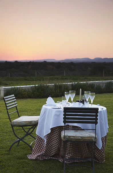 Dinner table at River Bend Lodge, Addo Elephant Park, Eastern Cape, South Africa