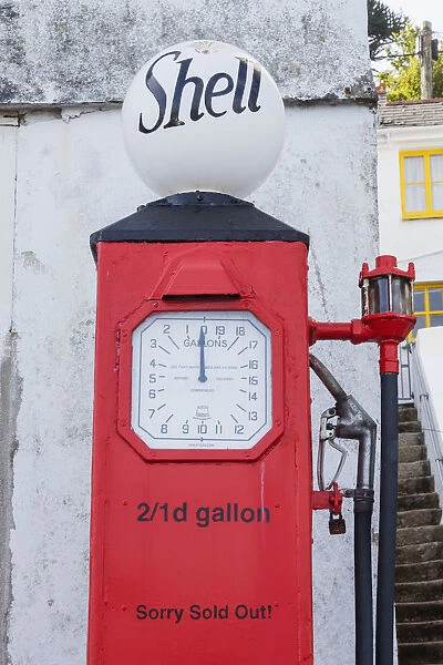 England, Cornwall, St. Mawes, Historical Petrol Pump