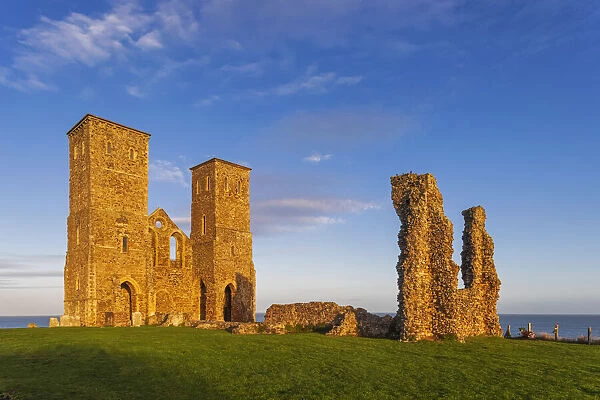 England, Kent, Herne Bay, Reculver Towers and Roman Ruins of Roman Fort