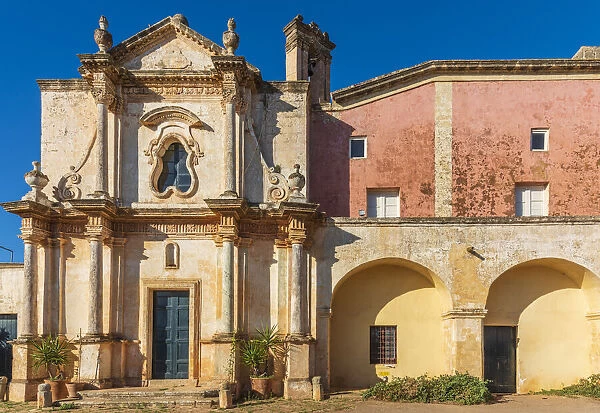 europe, Italy, Apulia. The Masseria Brusca with its beautiful chapel, a traditional manor near to Nardo