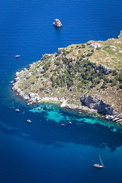 Europe, Spain, Catalonia, Costa Brava, L Estartit, Aerial view of the Medas Islands