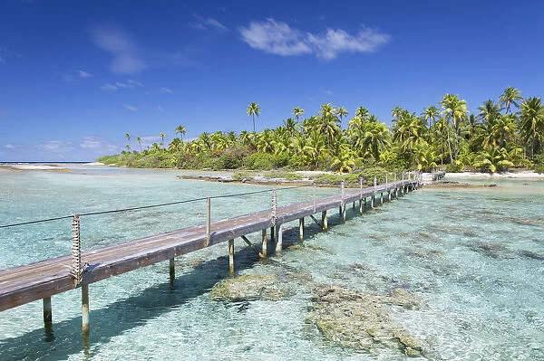 Footbridge across lagoon, Tetamanu, Fakarava, Tuamotu Islands, French Polynesia