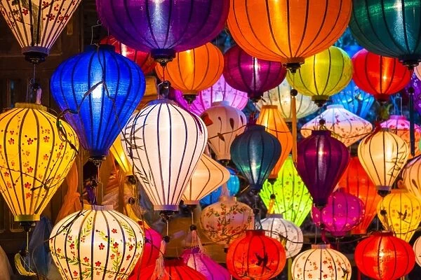Hand-made silk lanterns for sale on the street in Hoi An, Quang Nam Province, Vietnam