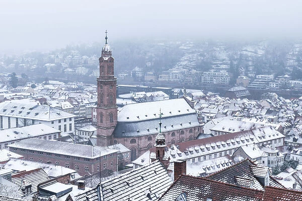 Jesuit church (Jesuitenkirche) in winter, Heidelberg, Baden-Wurttemberg, Germany