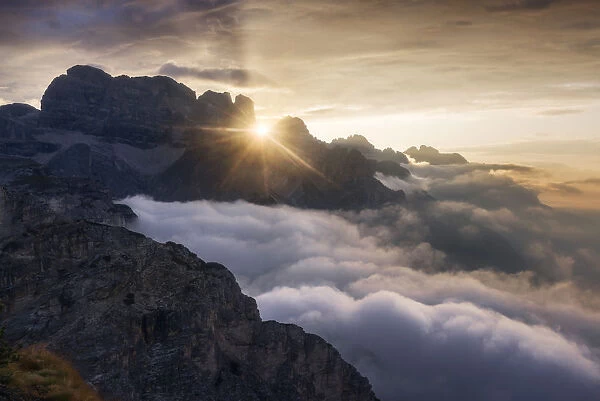 Late summer sunrise in the Dolomites, Italy