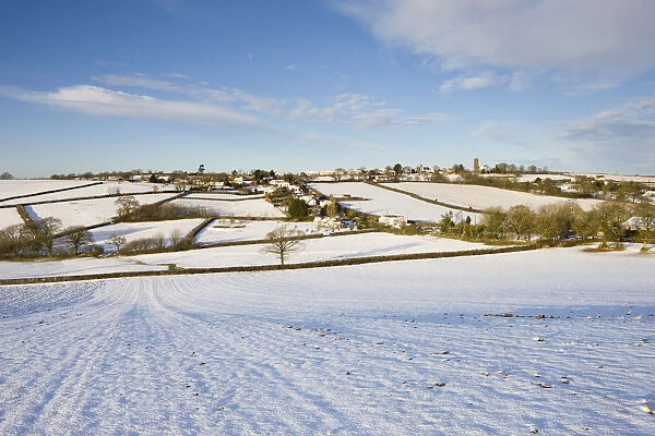 Mid Devon village of Morchard Bishop covered in snow. Winter (February) 2009