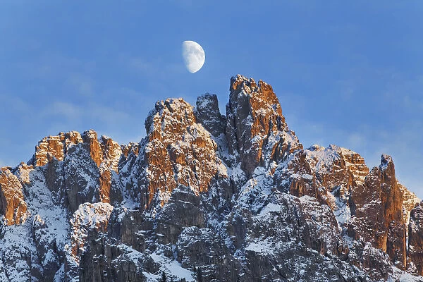 Mountain impression Cadini di Misurina and moon - Italy, Veneto, Belluno
