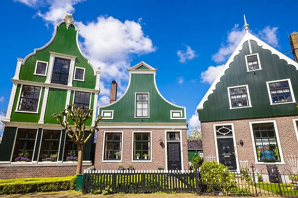 Netherlands, North Holland, Zaandam. Historic buildings in the village of Zaanse Schans