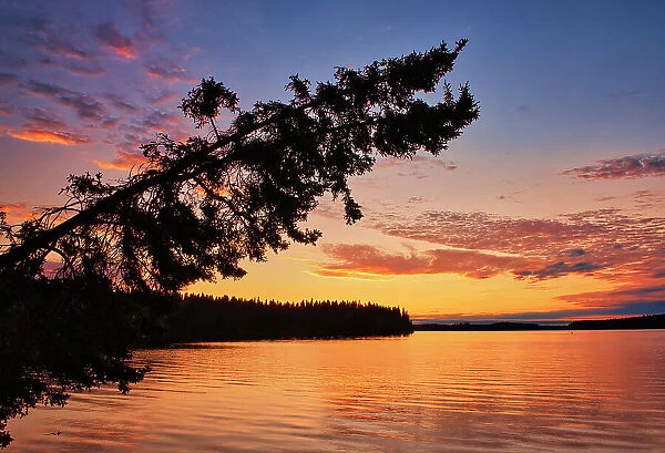 Paint Lake. Sunset. Paint Lake Provincial Park, Manitoba, Canada
