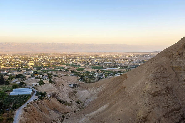 Palestine, West Bank, Jericho. High-angle view of Jericho town from the slopes of