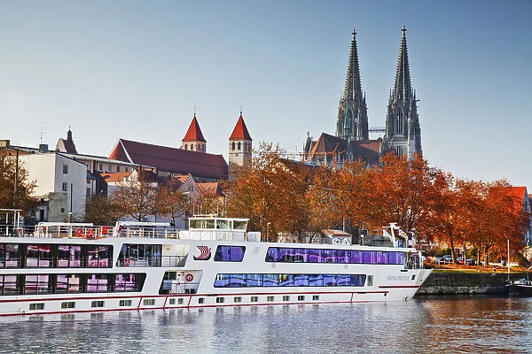 Riverboat along River Danube, Regensburg, Bavaria, Germany