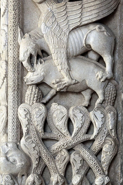 Romanesque portal by master sculptor Radovan (1240s), cathedral of St. Lawrence, Trogir